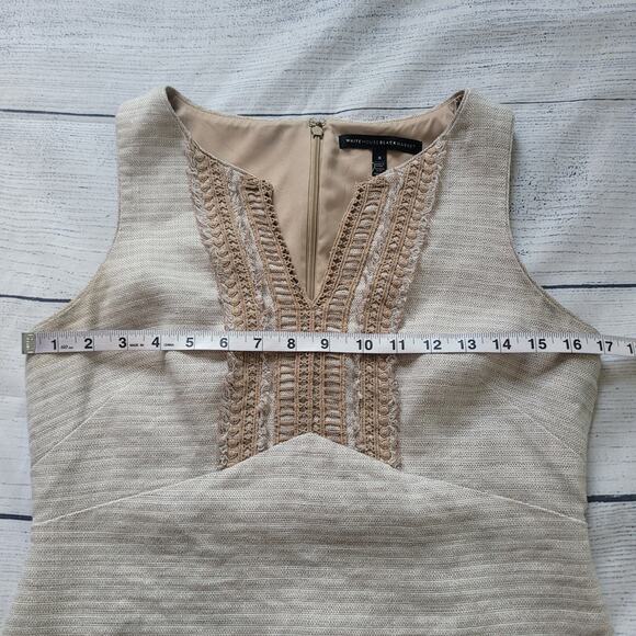 White House Black Market	Size	8 Neutral Linen Tweed Sleeveless Dress Timeless - Picture 9 of 11